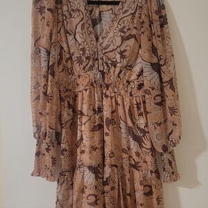 OPT pink and Burgendy Ruffle Dress